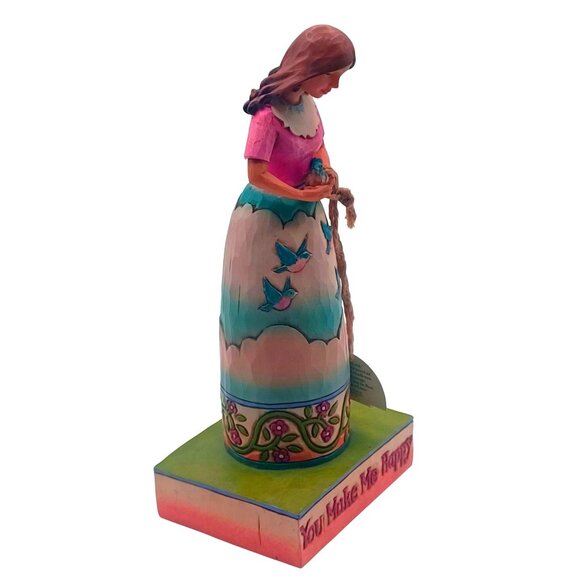 Jim Shore Heartwood Creek Girl Holding Bluebird "You Make Me Happy" Figurine C40 - Picture 7 of 11